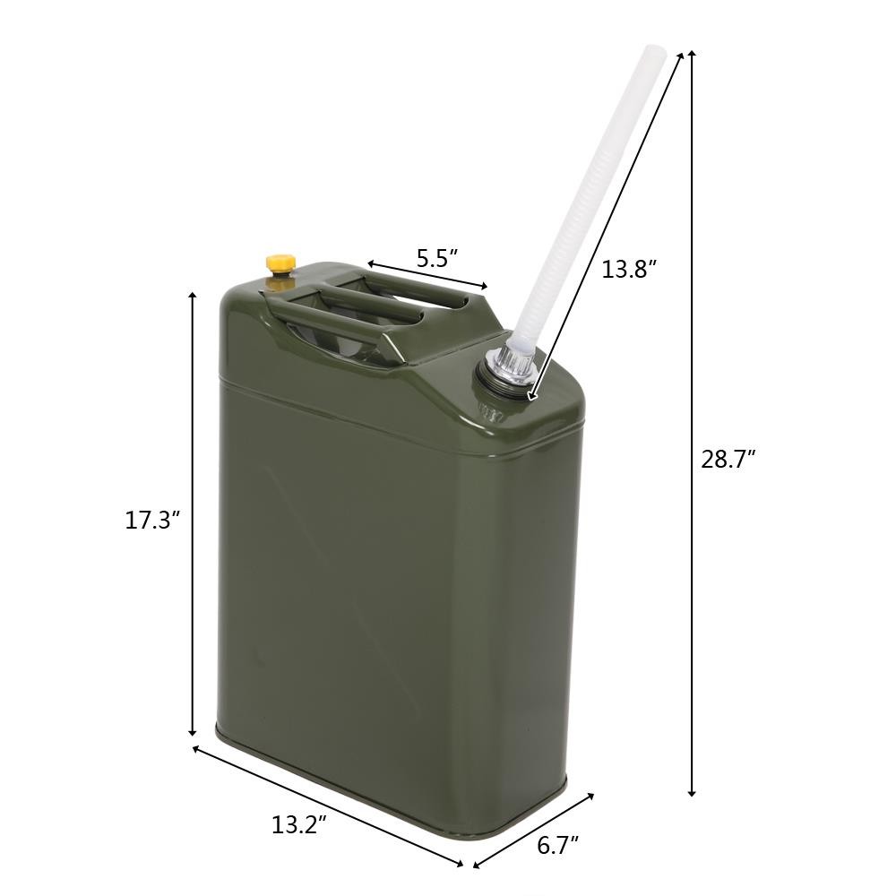 Army Green 20L 5 Gallon Gas Fuel Can Fuel Gasoline Steel Tank with Spout Metal