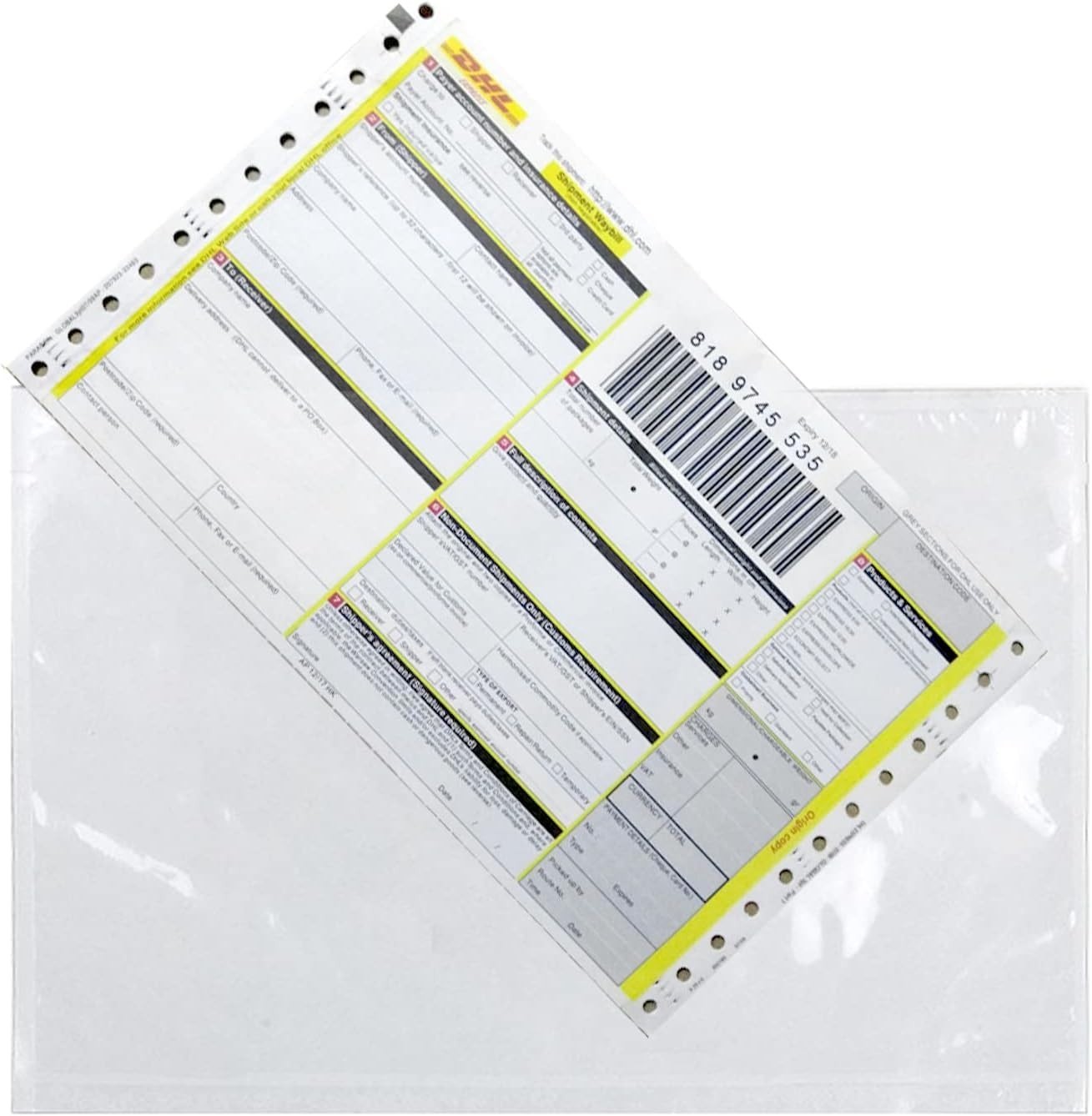 Shipping Label Sleeves Clear Self-Adhesive Packing Slip Pouches Envelope
