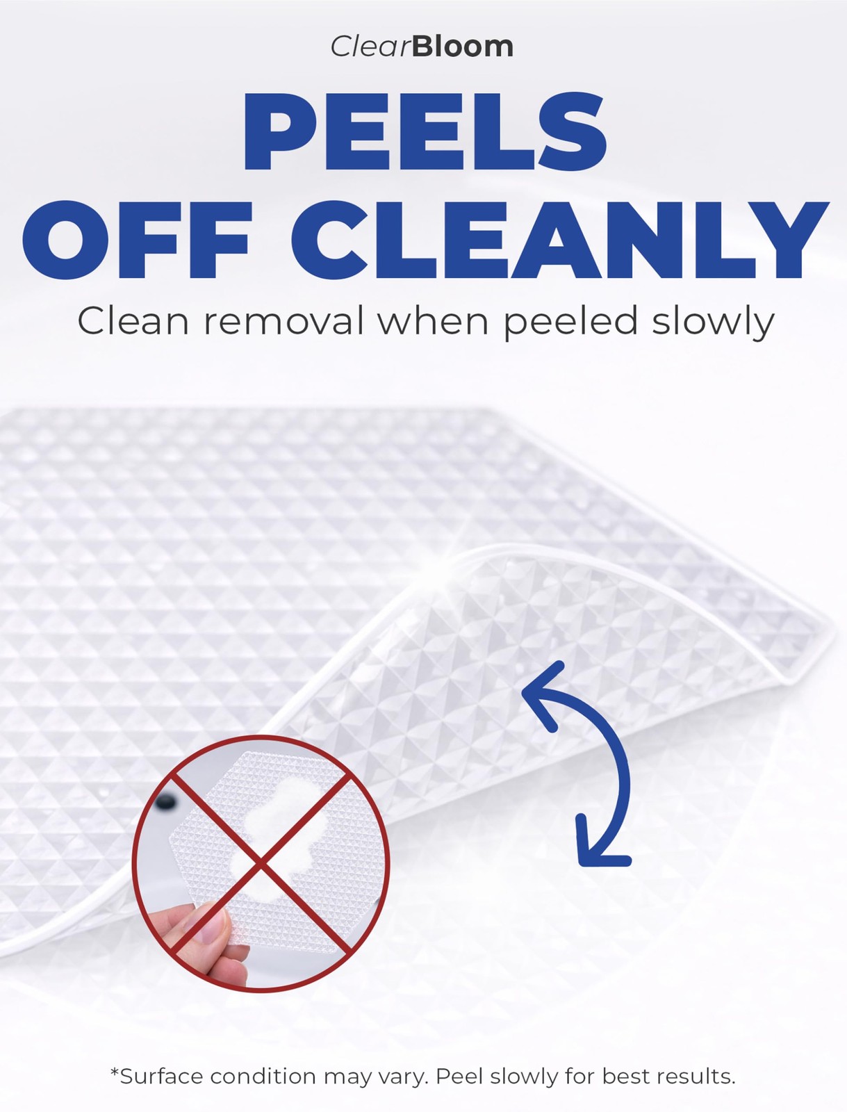 Clear Bloom Anti-Slip Shower Stickers for Tub & Floor — Hexagon,