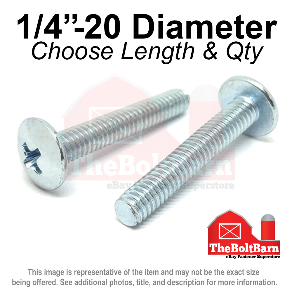 1/4″-20 Phillips Truss Head Machine Screws Bolts Zinc Coarse (Pick Length & Qty)