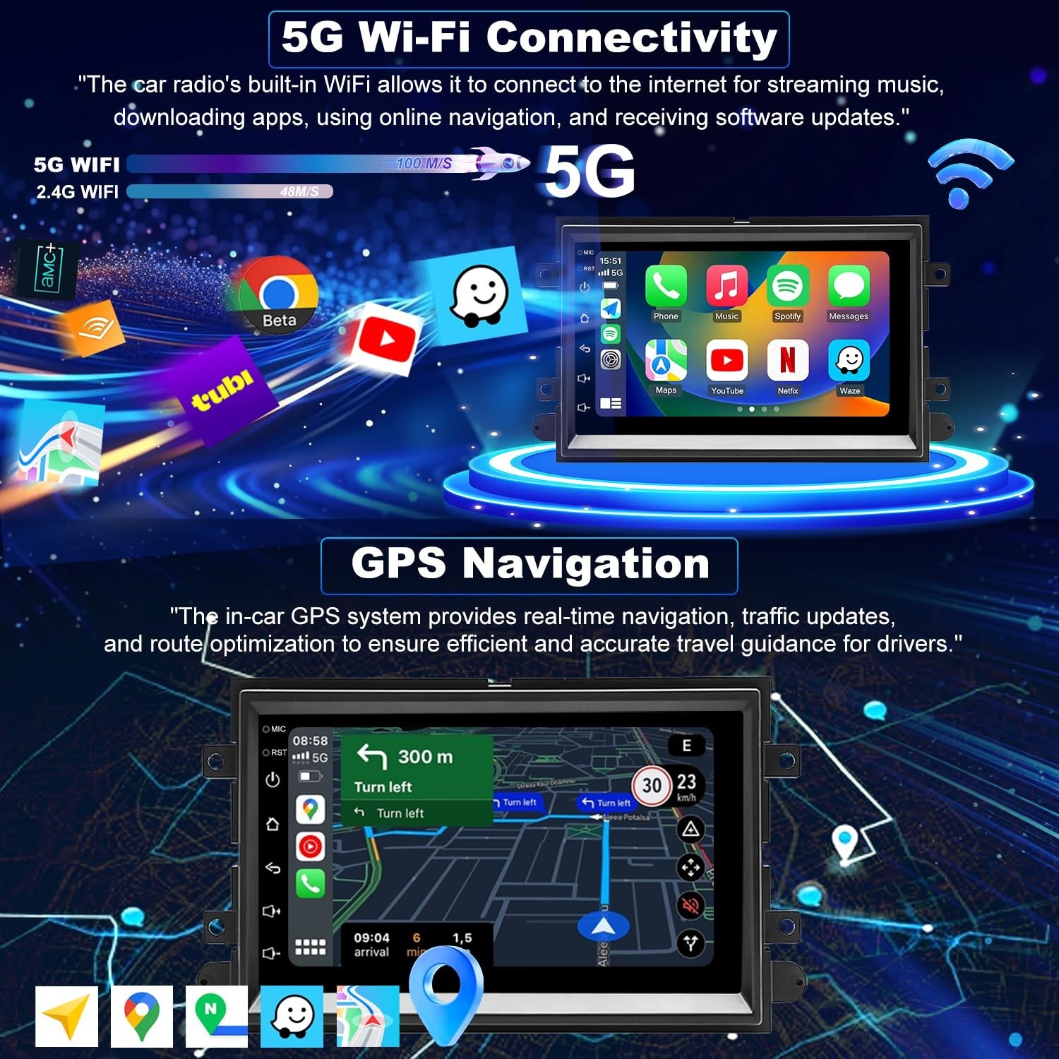 5GWifi Android Upgrade Car Radio for Ford Mustang 2005-2009, Explorer 2006-20…