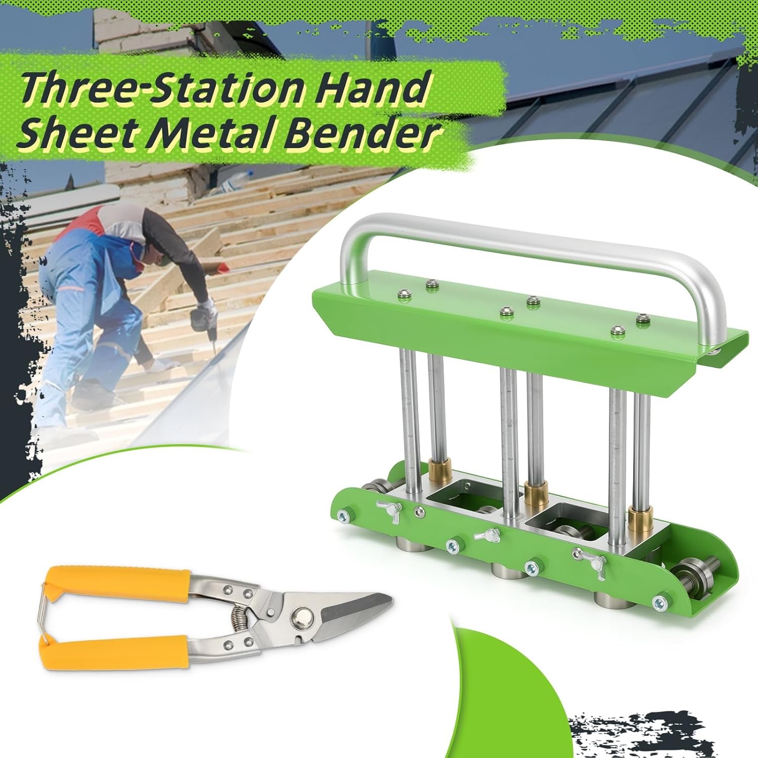 Green Hand Sheet Roller Bender 0-90 Degree Bending Angle Metal Roofing Tool