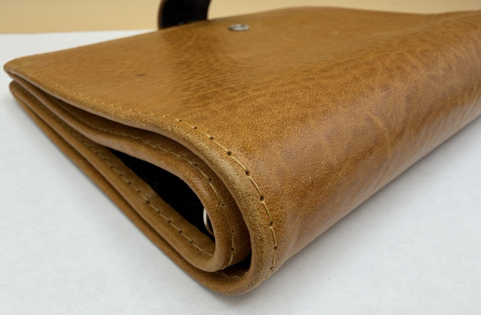 VDS Vander Spek Leather Planner Organizer 6 Rings Cognac Ostrich Interior