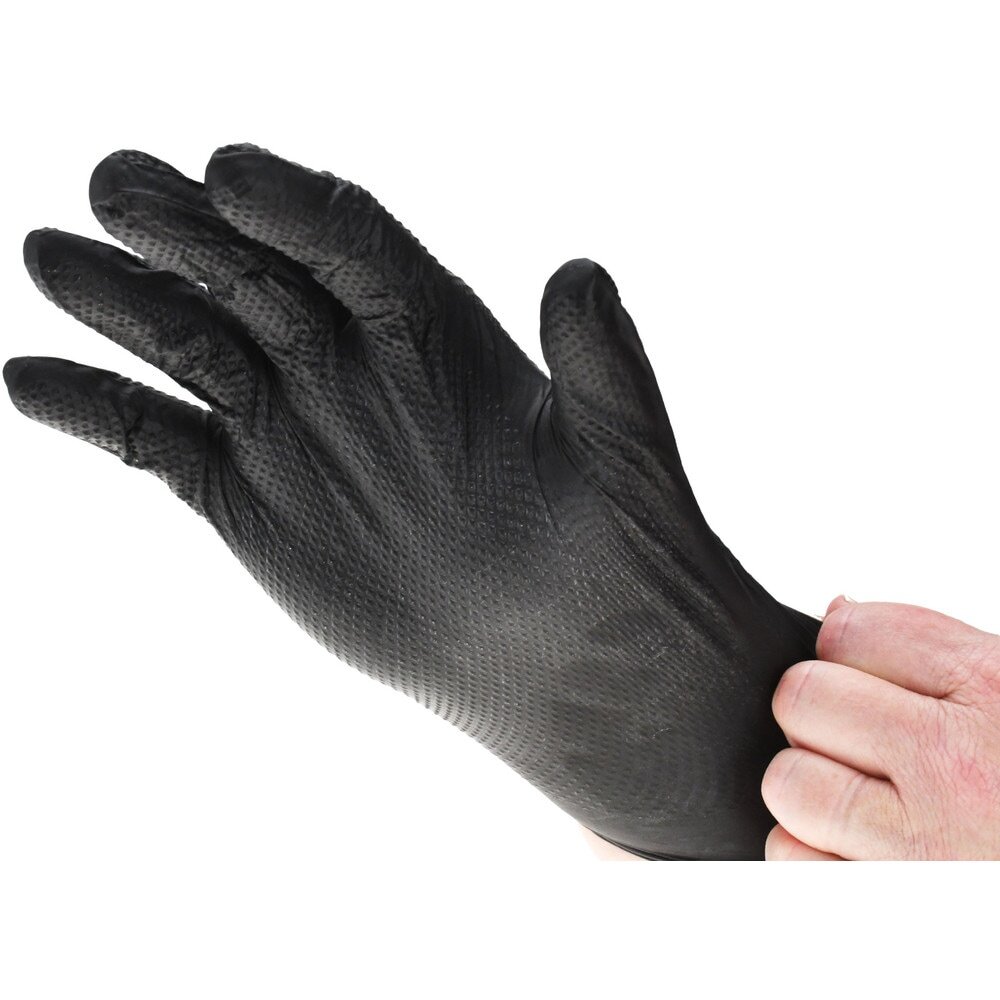PRO-SAFE 50-Pack 8-mil Diamond-Texture Disposable Black Nitrile Gloves: Large