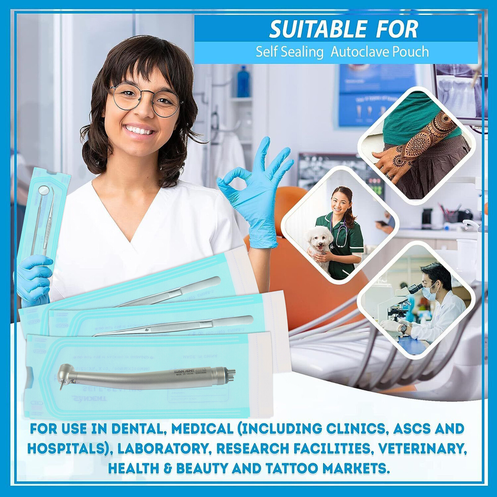 200 Self Sterilization Pouches Pouch Autoclave Sterilizer Bag Dental Tattoo Nail