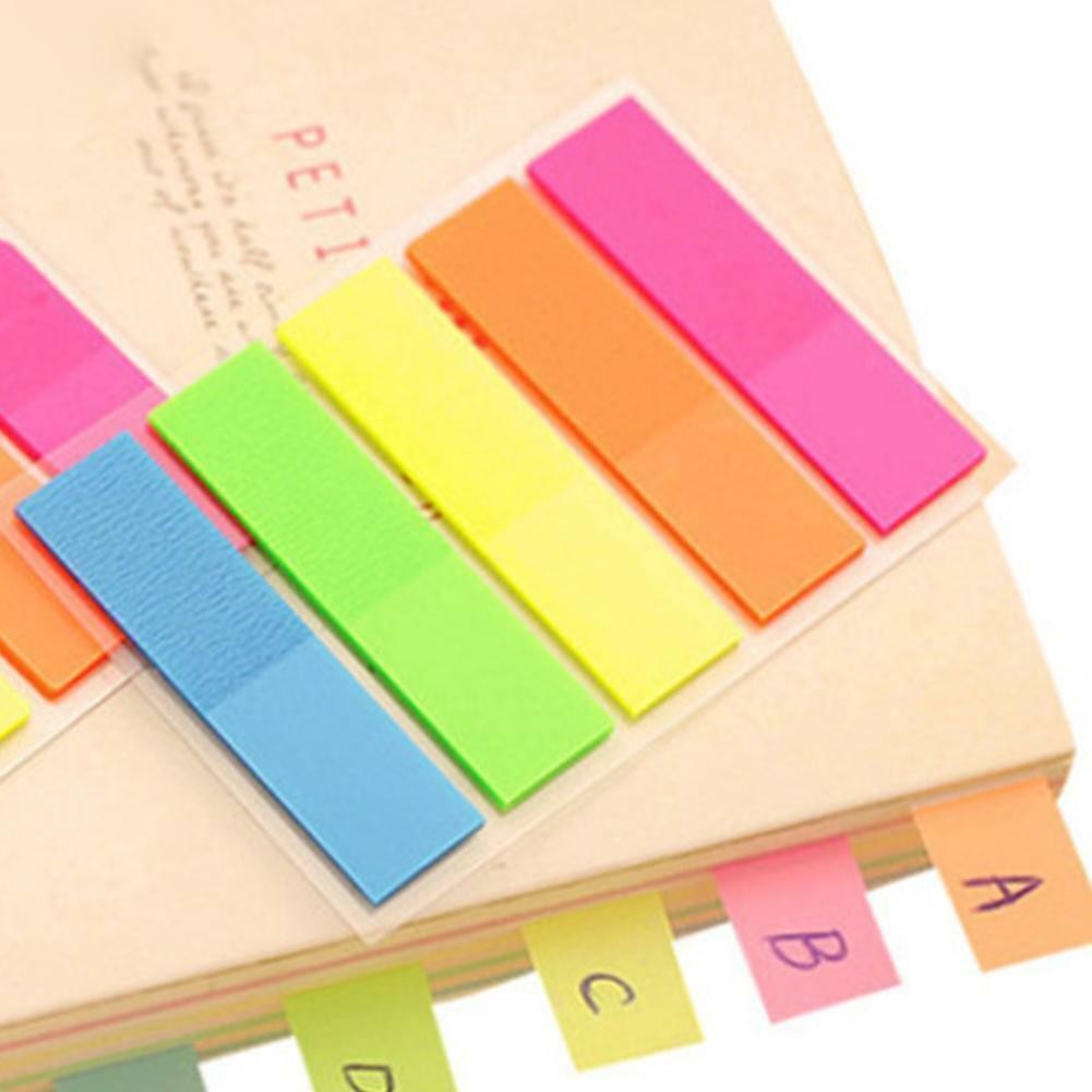 100Pcs Fluorescence Sticky Notes Memo Flags Bookmark Sticker NEW