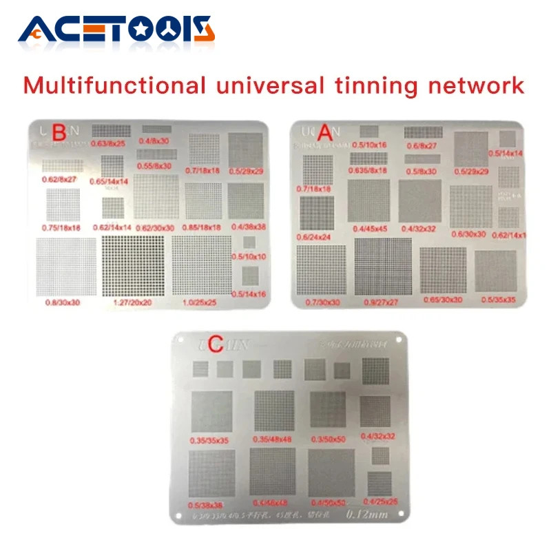 1/3Pcs High Quality Universal BGA Reballing Stencil Square Hole Direct Heating B