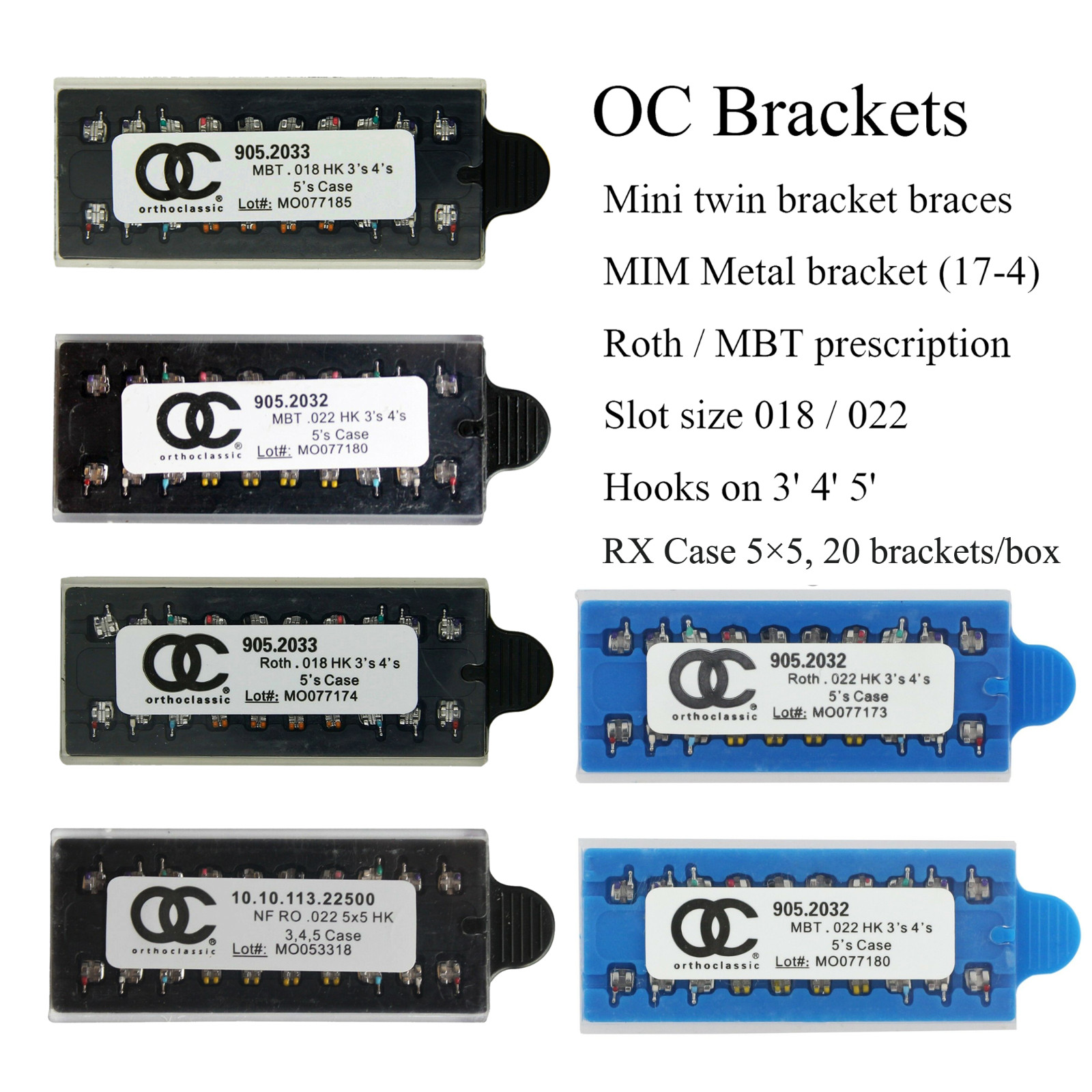 Dental Orthodontic Mini Brackets Metal Braces MIM ROTH MBT 018 022 345 Hooks