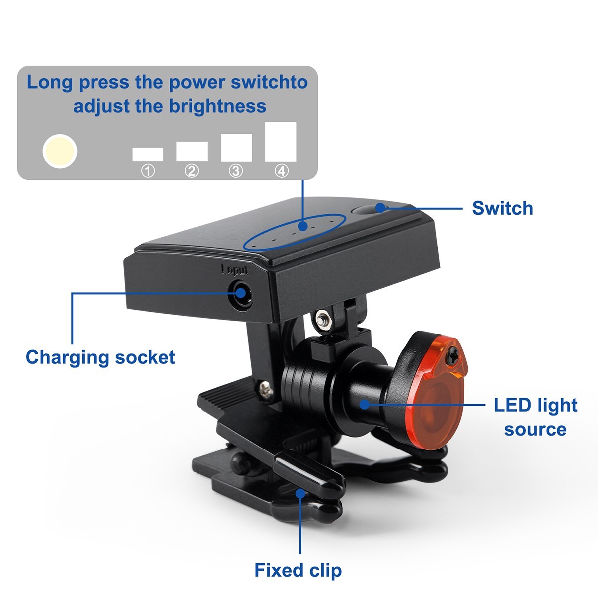 Dental LED Head Light Lamp Clip-On Light for Binocular Loupes 5W Wireless