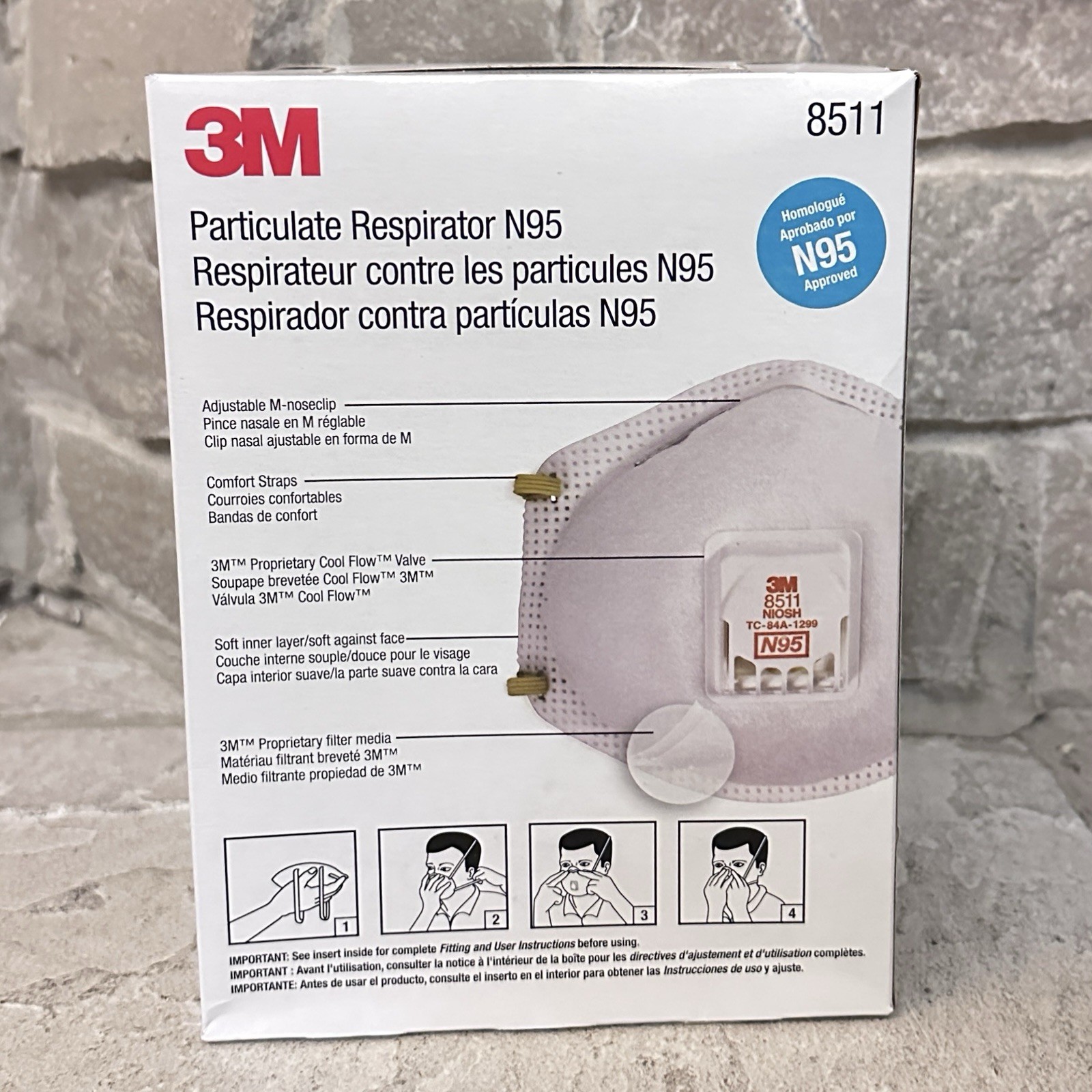 New 10-Pack 3M Particulate Resirator N95 Face Mask #8511 Sealed in Box