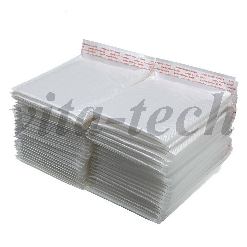 #000 4×8 (4×7) White Poly Bubble Mailer Self Padded Envelope Bag 25,50,100,200