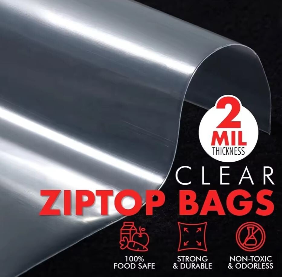 Clear 2mil Reclosable Zipper Poly Bags Self Seal Plastic Poly Bags MANY Sizes