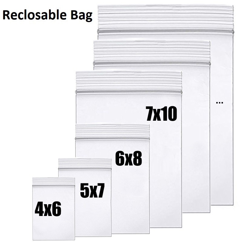 All Size Clear Reclosable Seal Bag Plastic Poly Zip Lock Bags Zipper Baggie 2Mil