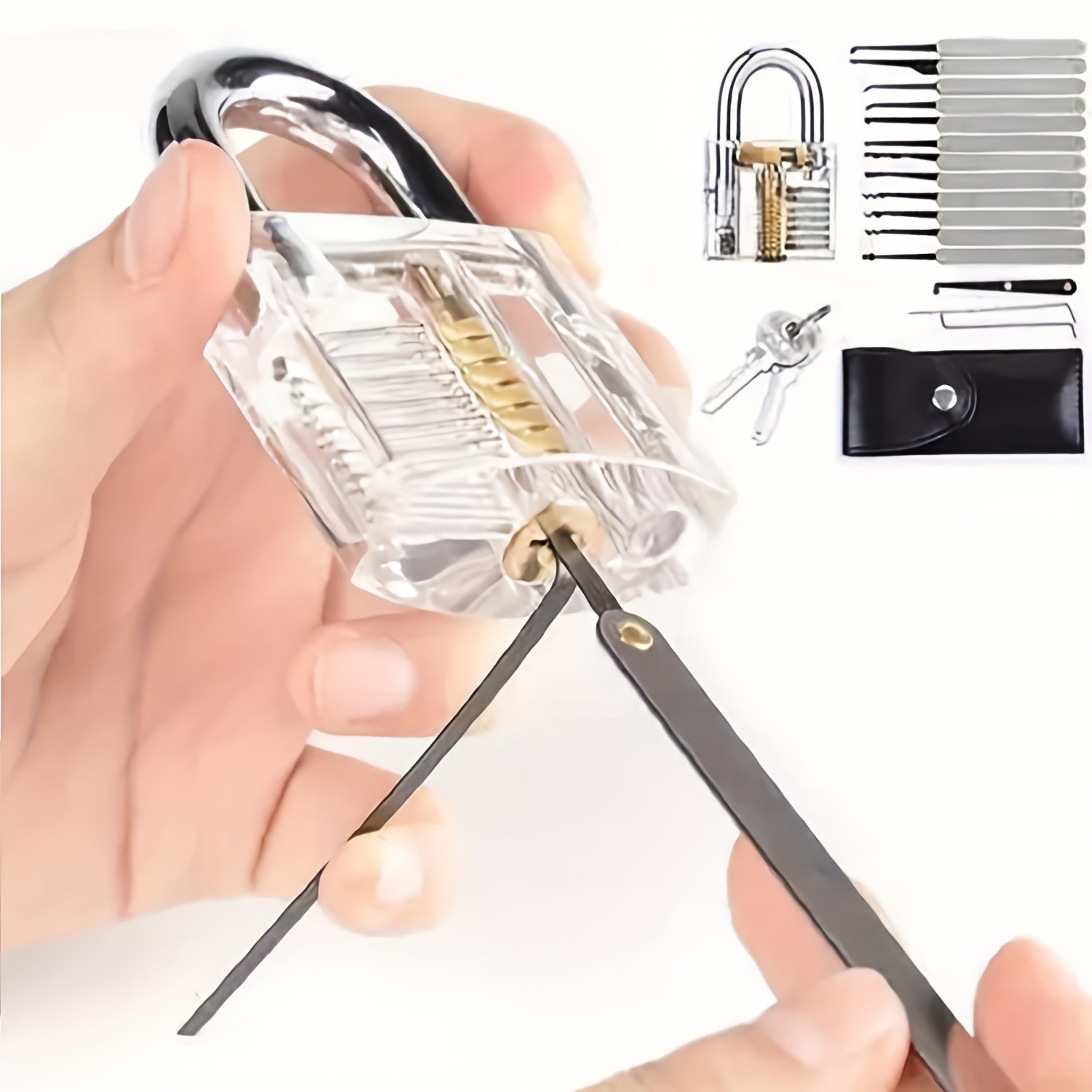 1 Set Transparent Acrylic Practice Padlock Model for Lock Mechanism Training Kit