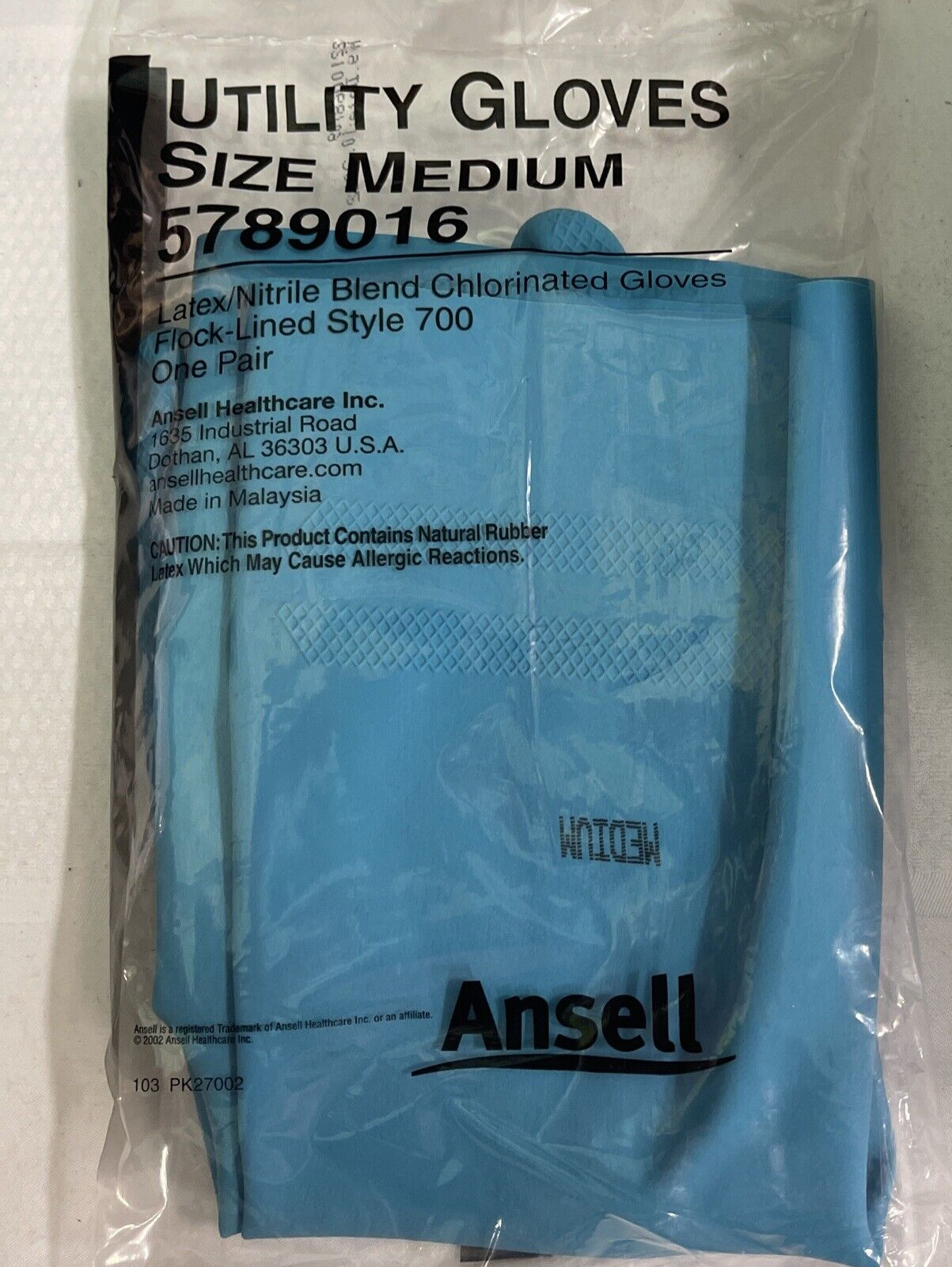 ANSELL Utility Gloves Sz Medium Latex-Nitrile Chlorinated Flock Lined 12 Pair