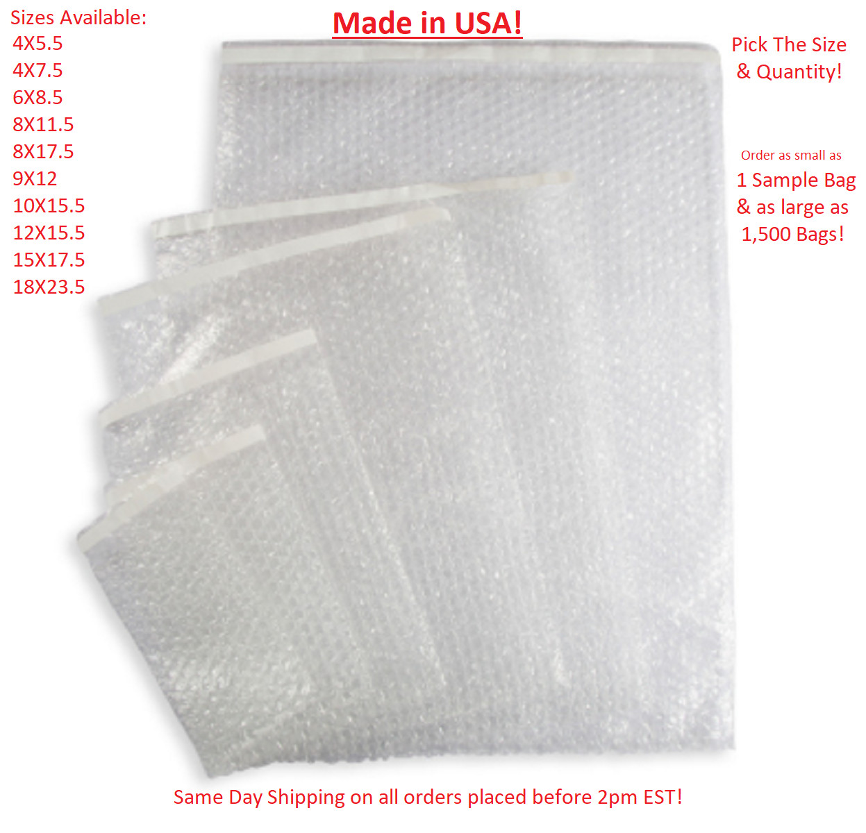 Bubble Out Bags Protective Wrap Pouches 4×5.5 4×7.5 6×8.5 8×11.5 9×12 12×15.5