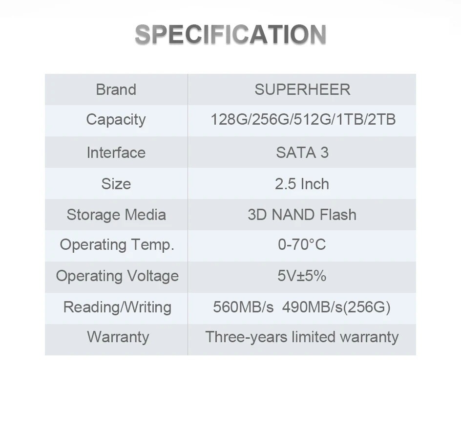 SSD Solid State Drive 2.5-inch SATA 3.0 1TB