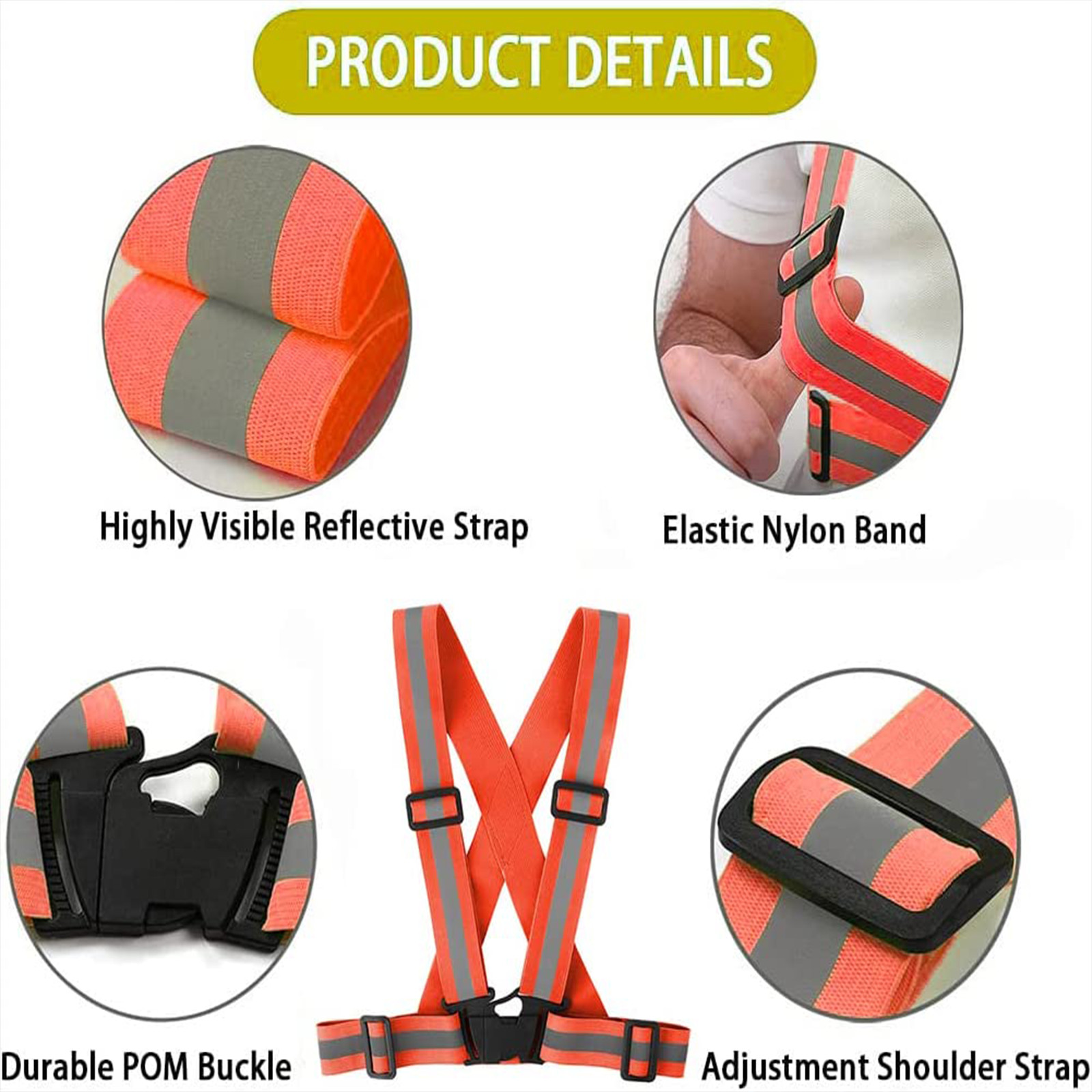 2PCS Safety Vest with High Visibility Reflective Belt Stripe Security Adjustable