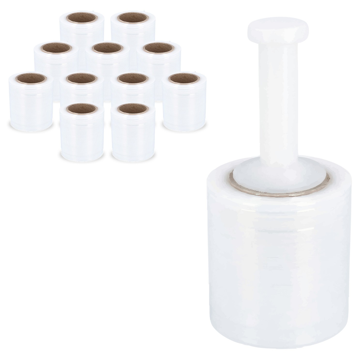 12 Rolls 5″ x 700 ft Clear Hand Wrap Stretch Shrink Film With Handle 120 Ga