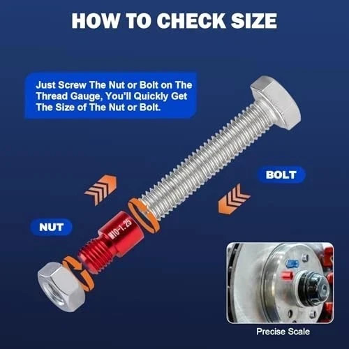 44pcs Inch & Metric Set Nut & Bolt Thread Checker Identifier Thread Gauges Box