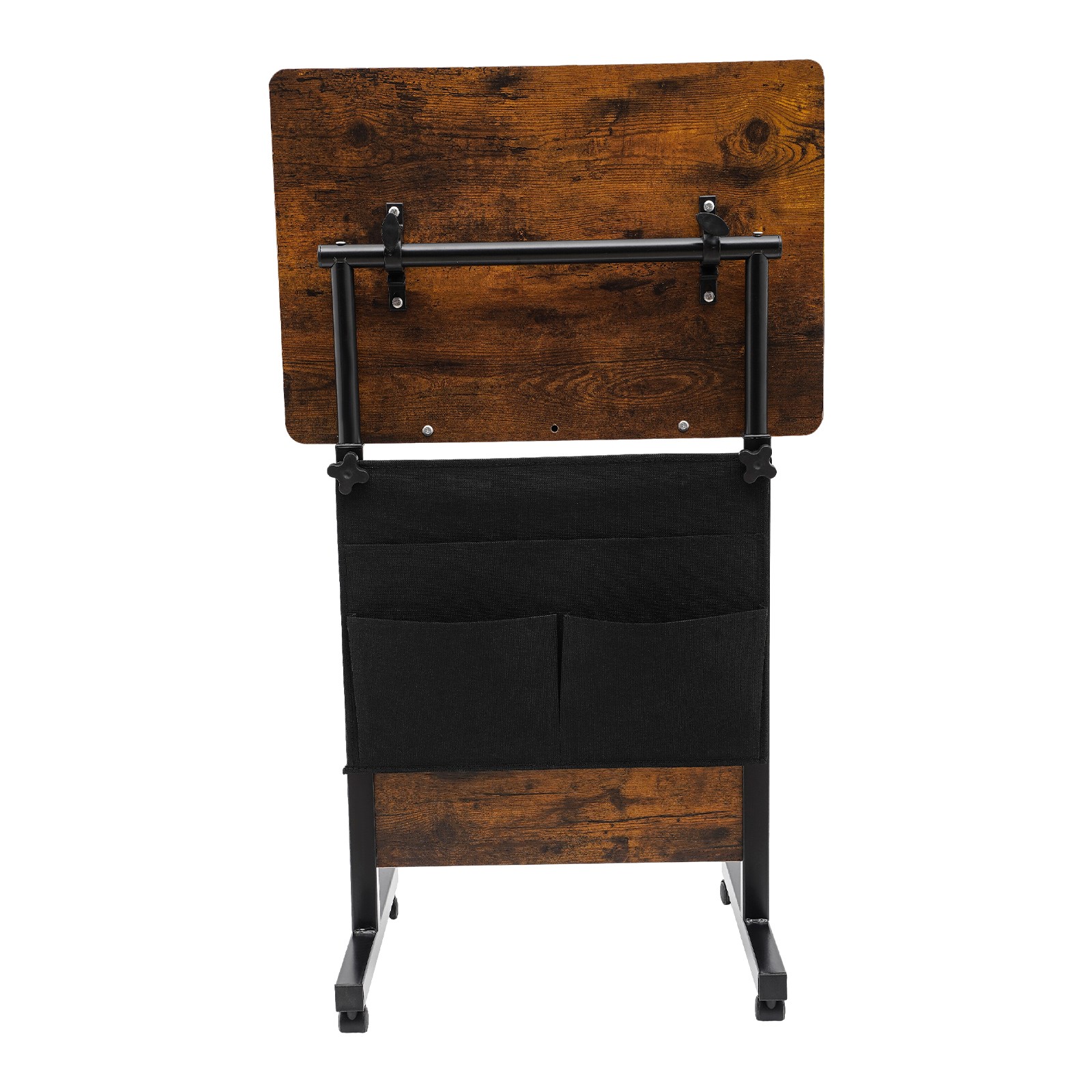 Rolling Laptop Desk Adjustable Height Computer Table Stand up Office w/ Storage