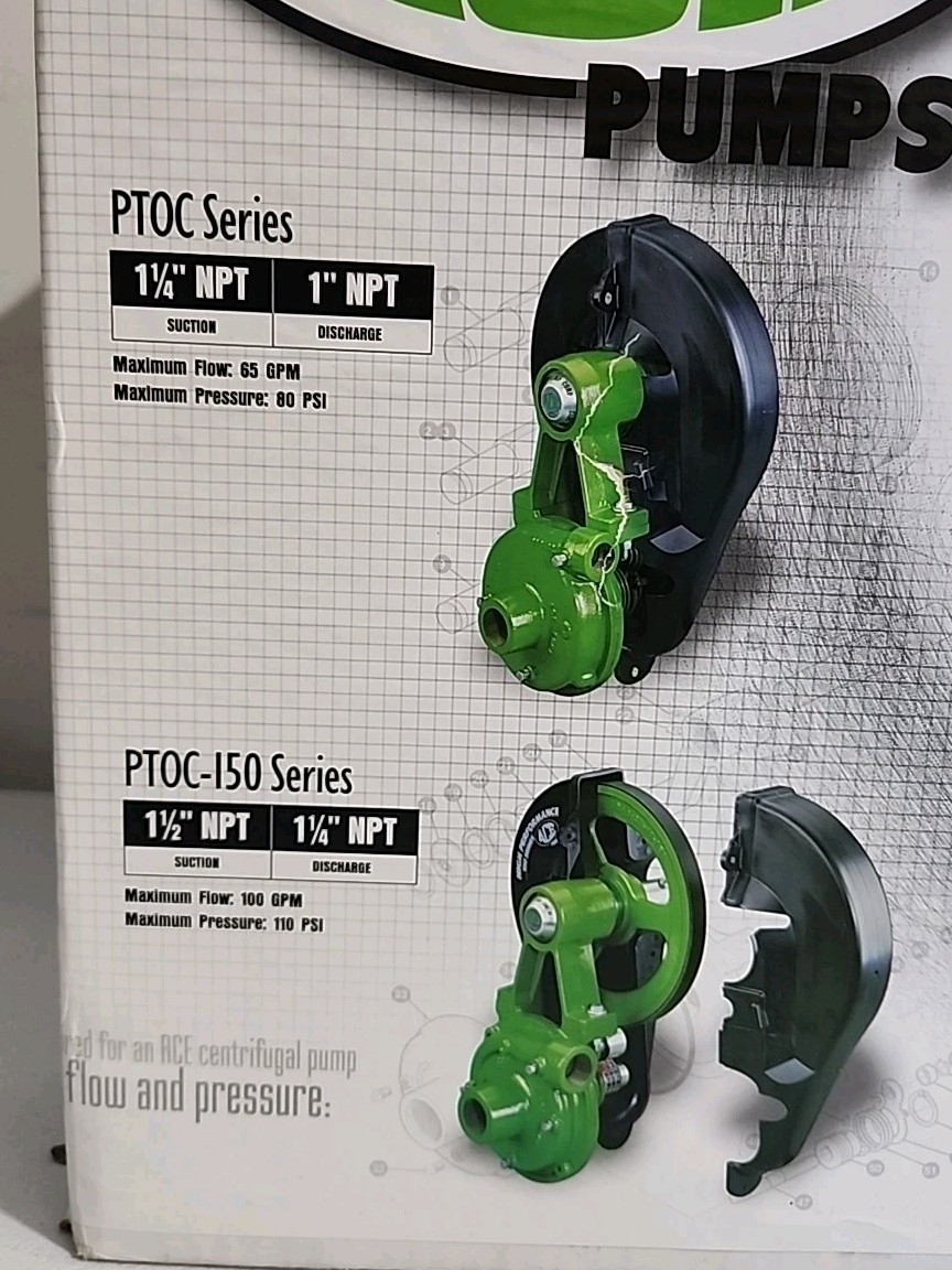 Ace Cast Iron PTO Belt Driven Centrifugal Pump 1.25″ Suction x 1″ Discharge