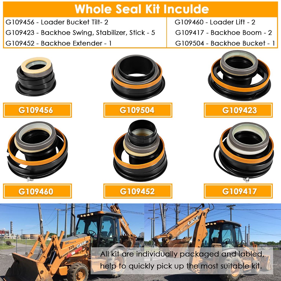 Whole Machine Seal Kit for Case 580SD 580E 580SE 580 Super E Hydraulic Cylinder