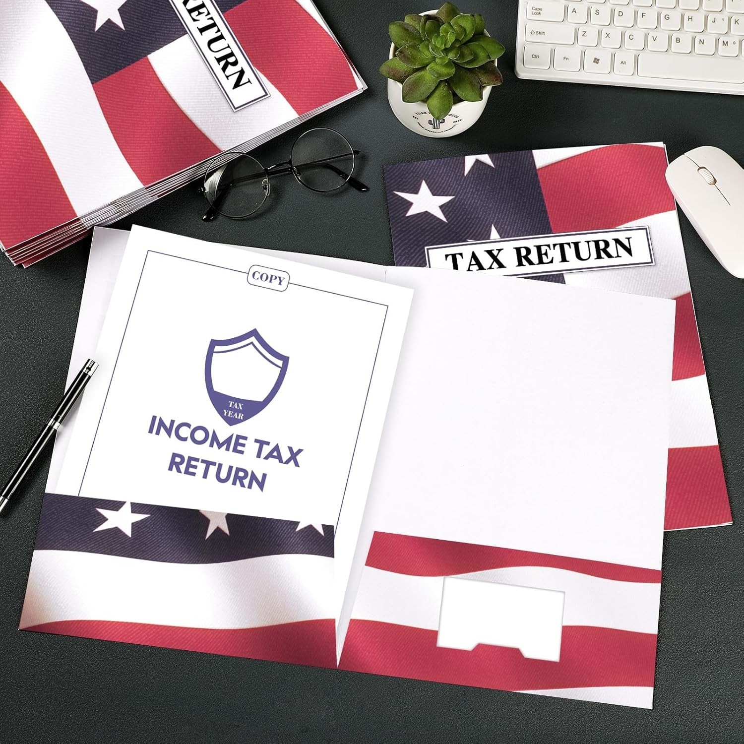 50 Pcs Income Tax Return Folders 9 x 12 Inch Red White and Blue Tax Envelopes…