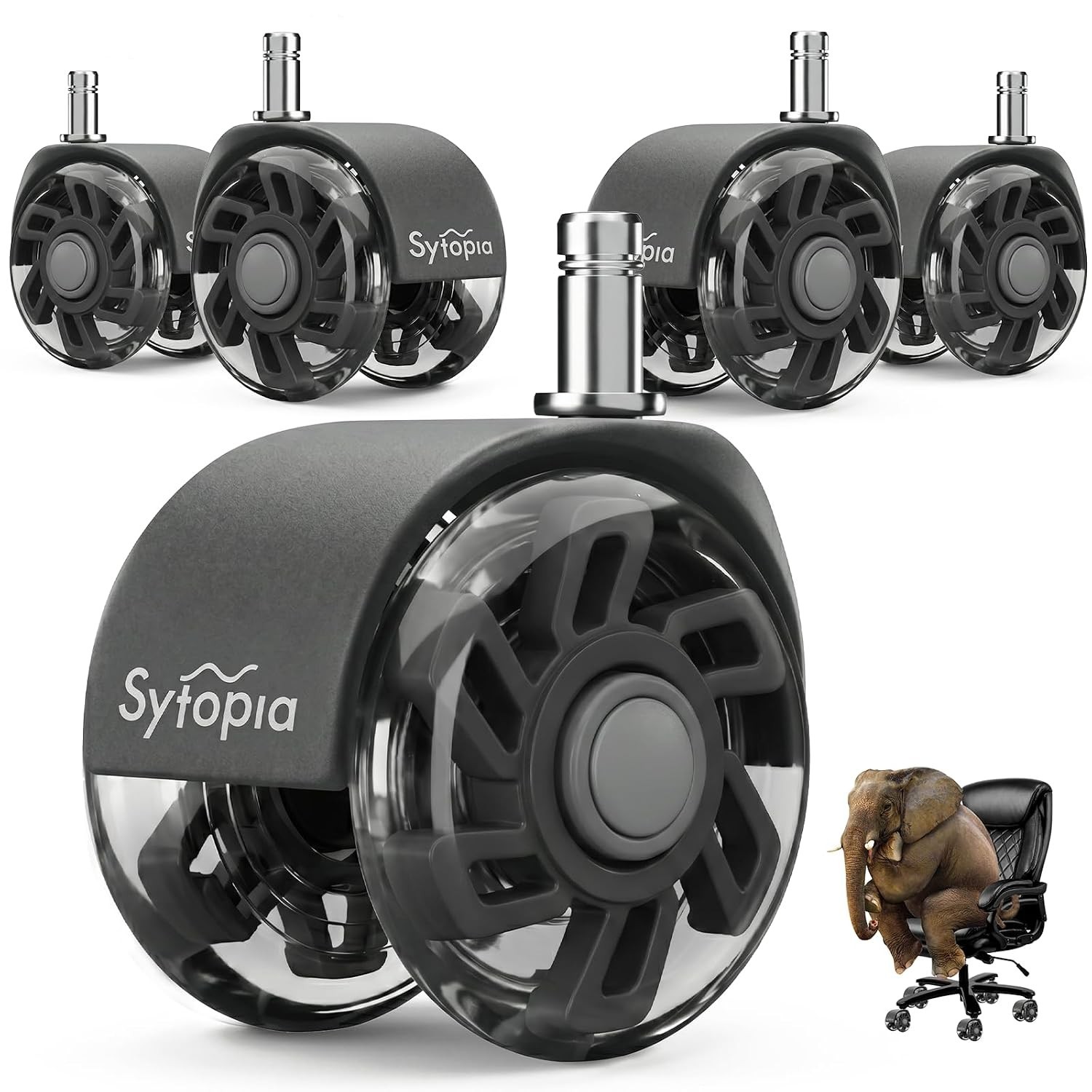 Dark Grey Office Chair Wheels, Set of 5
