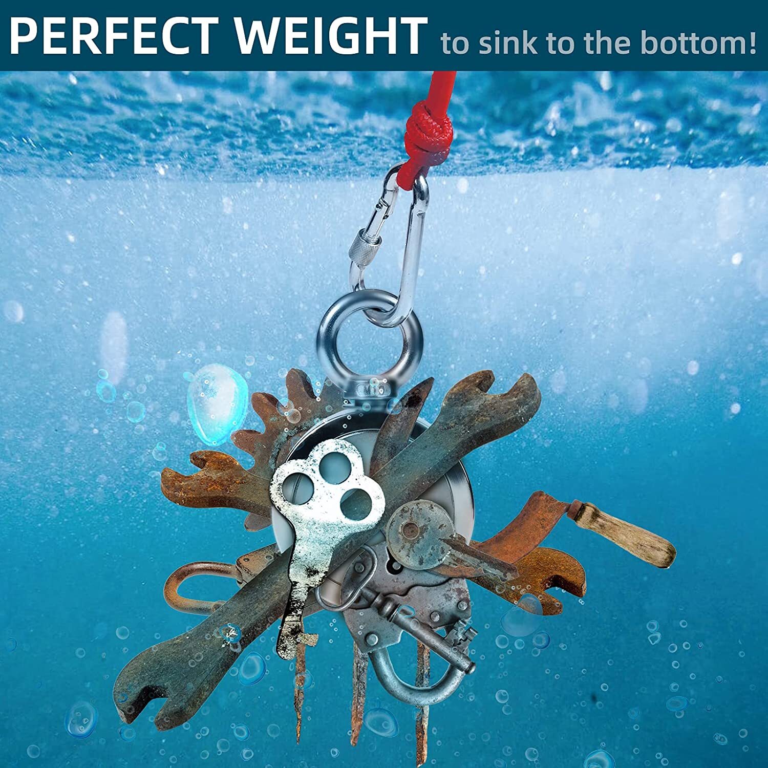 700LBS Fishing Magnet Rope Kit Double Sided Strong Neodymium Searching Treasure
