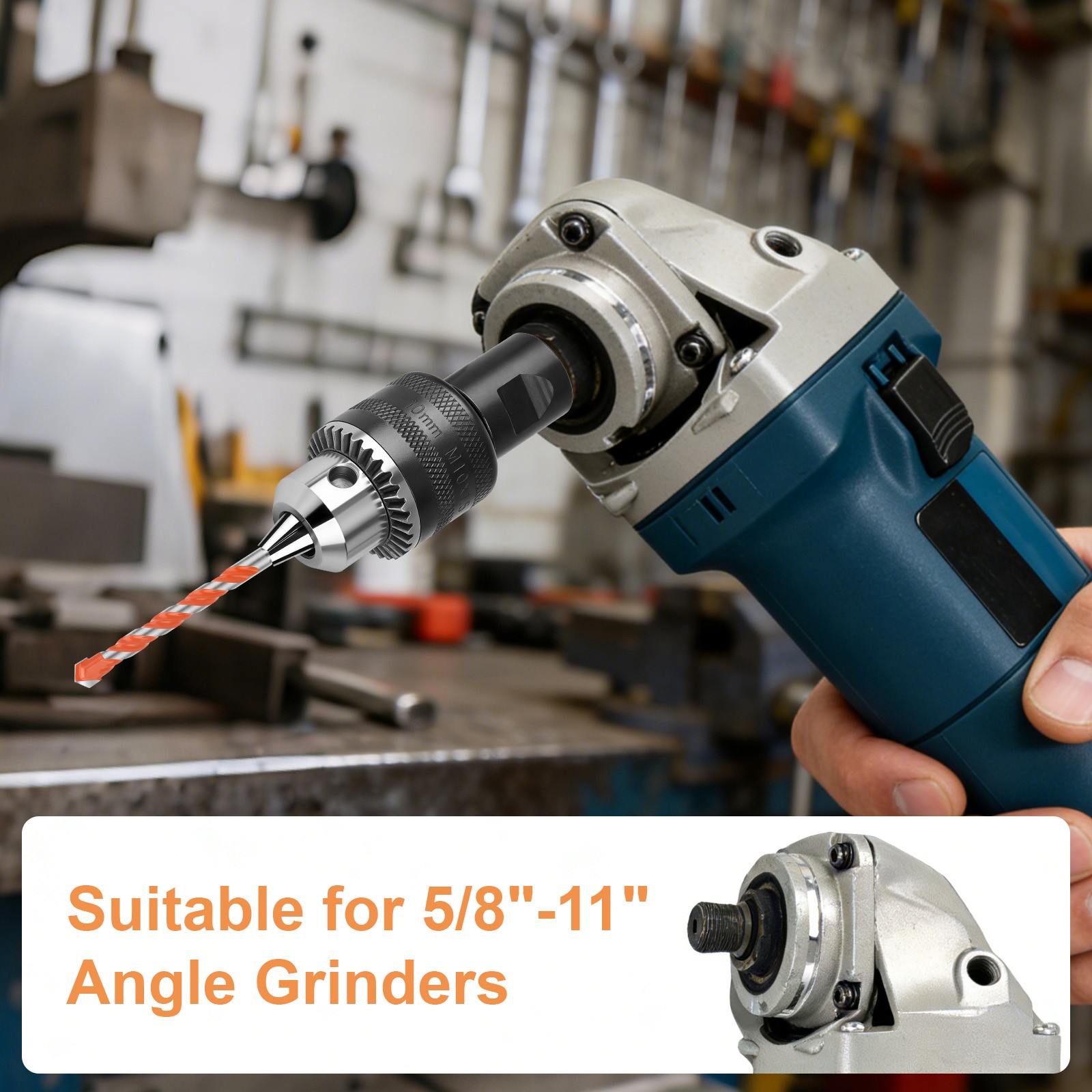 5/8-11 to M10 Angle Grinder Electric Drill Conversion Collet Chuck Head Adapter