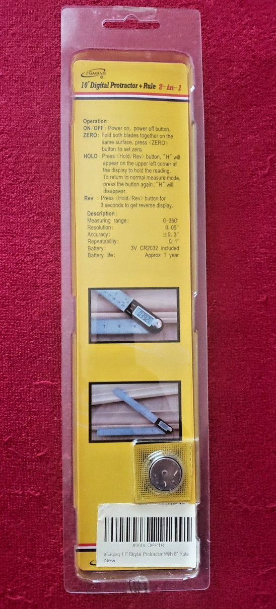 iGaging Digital Protractor_8″ & 10″ Blade_360 Range_0.05 Resolution_.3 Accuracy