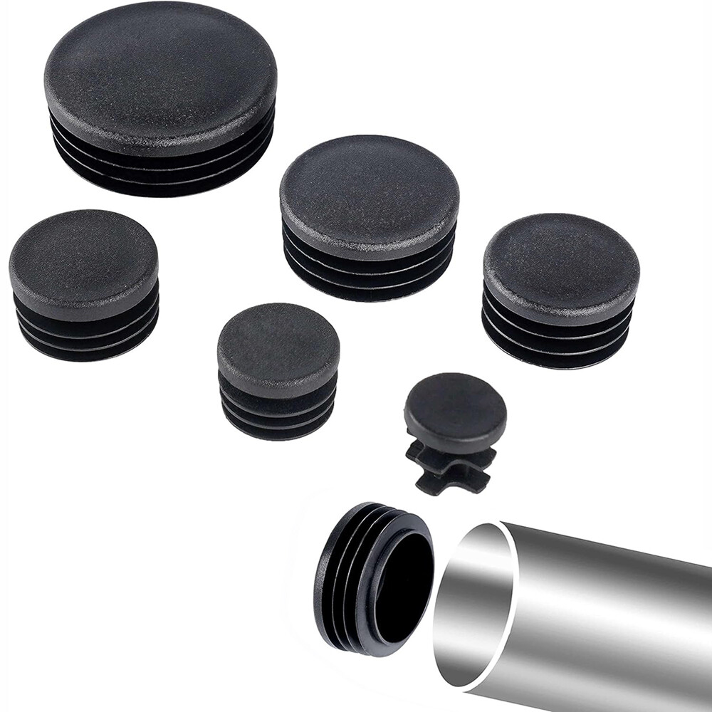 Black Round Plastic Blanking End Cap Caps Tube Pipe Inserts Plug Bung Steel Leg