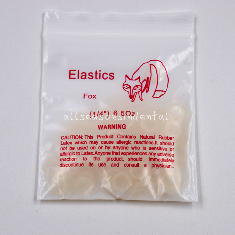 100 Pcs/Pack Dental Latex Rubber Band Orthodontic Elastic 6.5Oz Fox 1/4”(6.4mm)