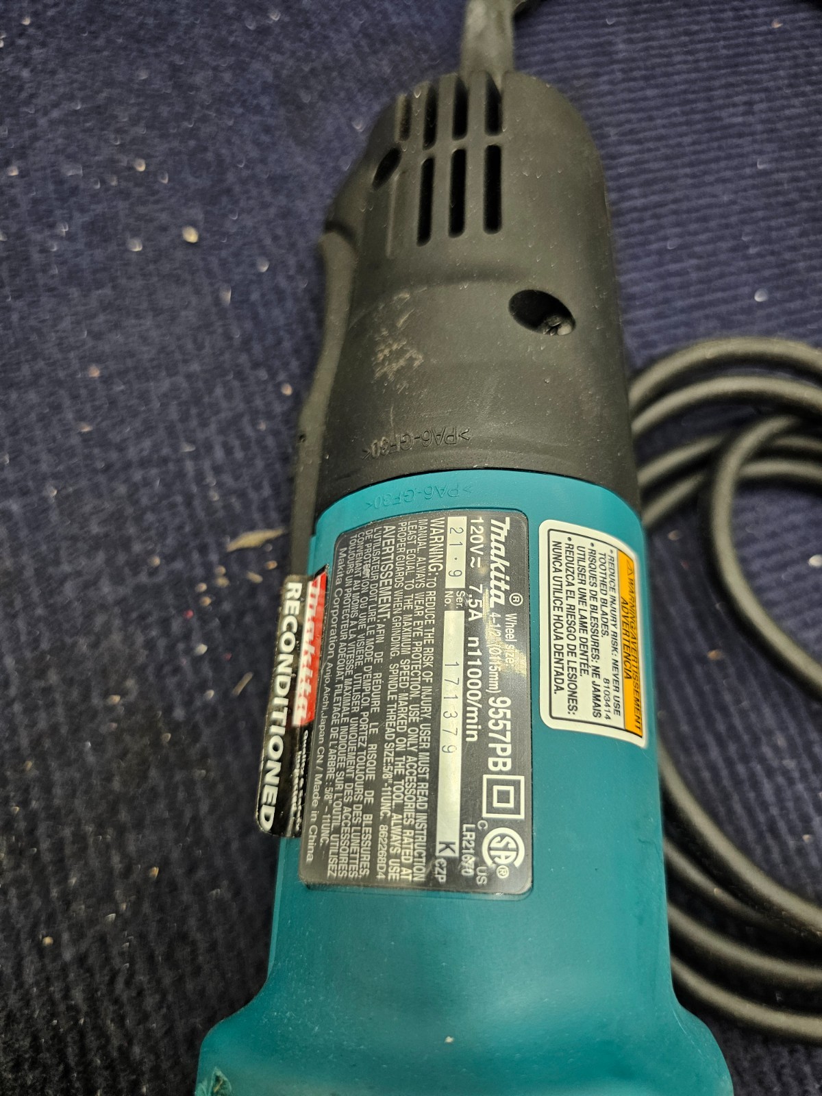 Makita 9557PB Corded Angle Grinder 120V 7.5A N11000/min TOOL ONLY REMAN