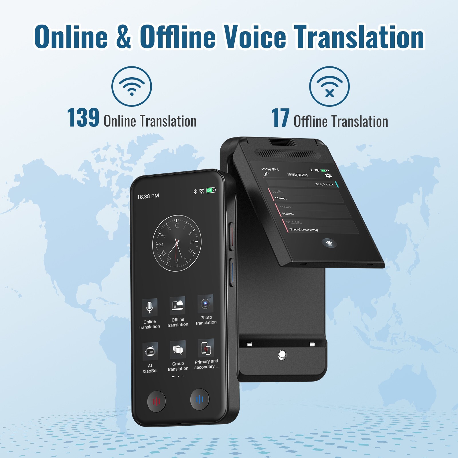 iTour D-Lite Dual-Screen Real-Time Language Translator Device – Detachable