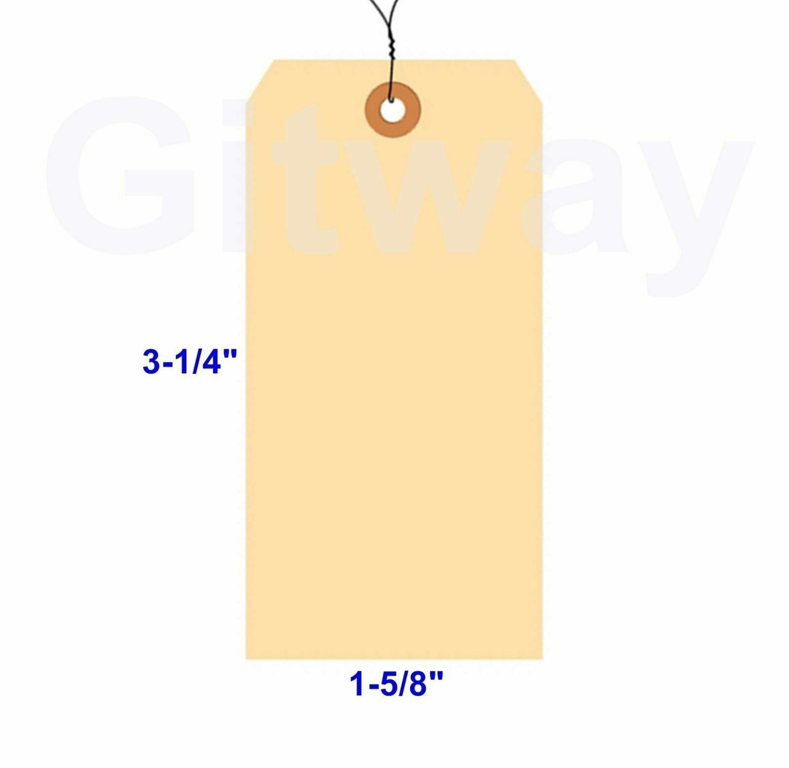 1000- 3 1/4″ x 1 5/8″ Size 2 Manila Inventory Shipping Hang Tags with Wire 13 Pt