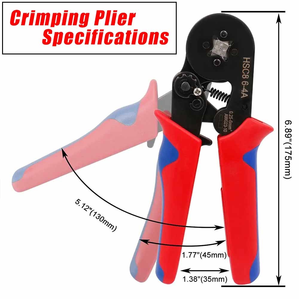 Ferrule Crimping Tool Kit AWG 23-7 Self-Adjustable Ferrel Crimper Kit W/ 1200Pcs