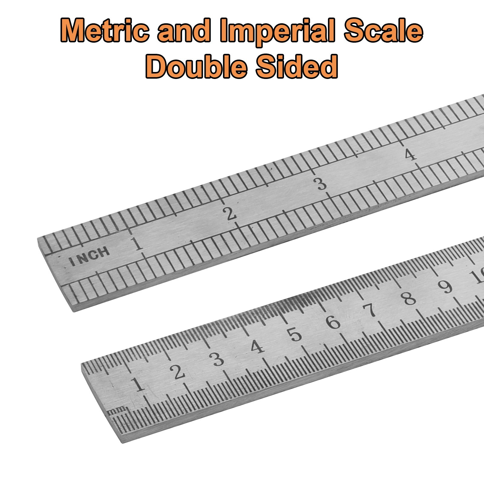 20″ Heavy Duty Stainless Steel Ruler Laser Etched Metric & Inch Straight Edge