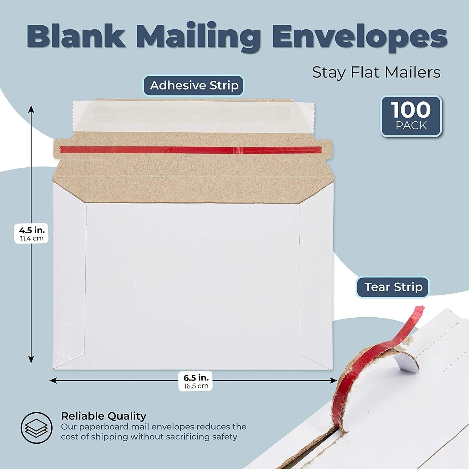 50- 6.5 x 4.5 PROLINE RIGID PHOTO SHIPPING FLATS CARDBOARD ENVELOPE MAILERS