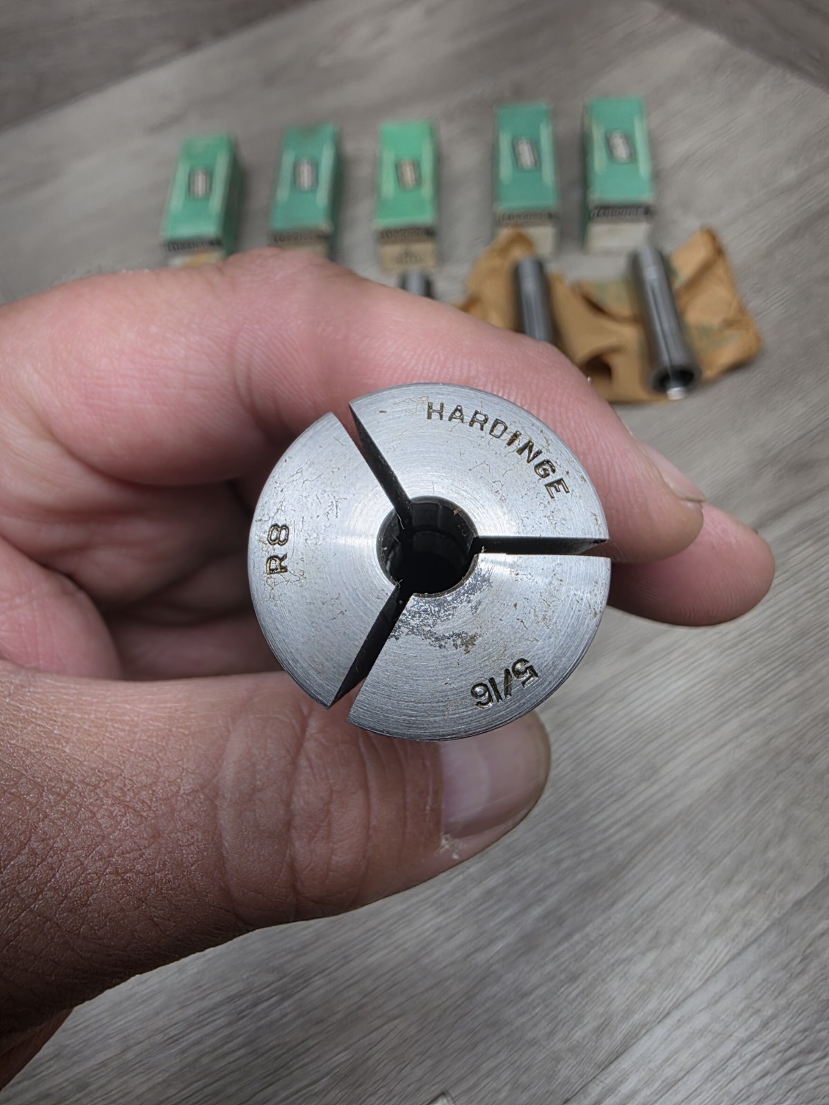 LOT OF 10 ASSORTED R8 COLLETS 1/8″ TO 11/16″ SIZE RANGE HARDINGE MSC +