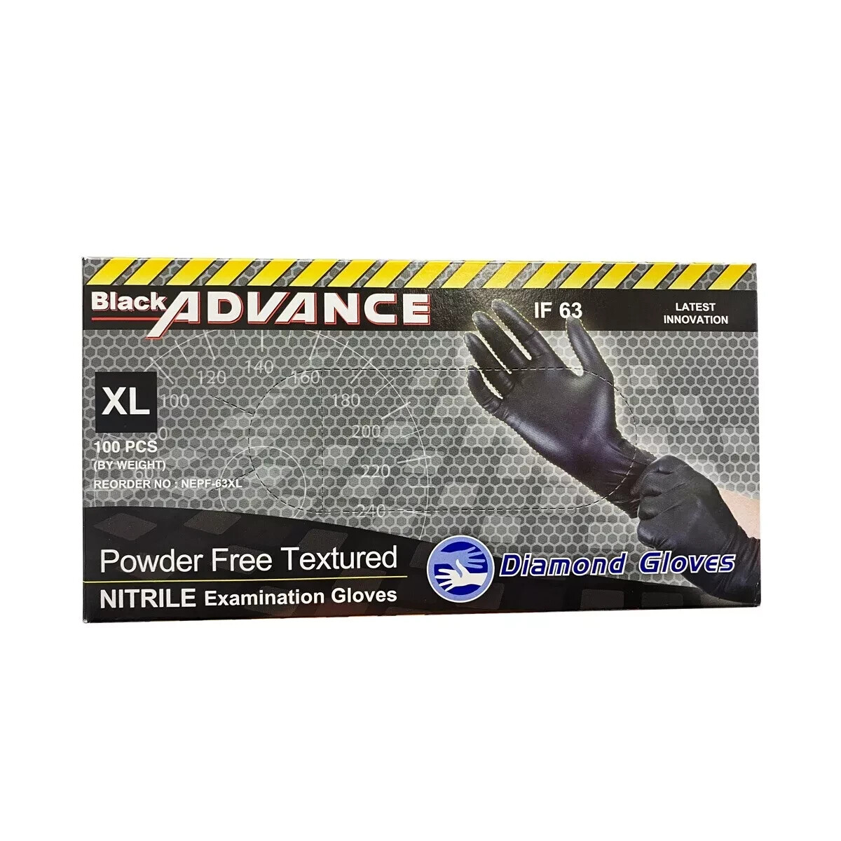 6 Mil Advance Black Nitrile Exam Gloves Powder Latex Free Case 1000 PCS XXL
