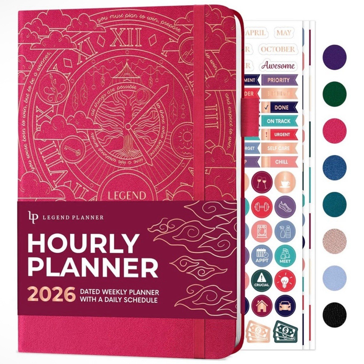 Legend Planner | Hourly Planner 2026 | A5 5.5×8.3 | Hot Pink & Gold | SEALED