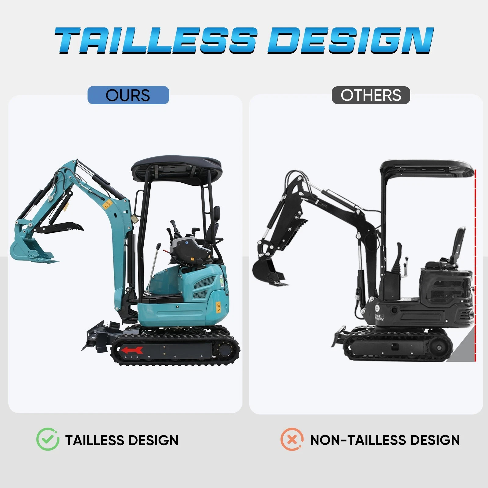 2.5 Ton Mini Excavator Kubota D902 Engine Extendable Track Side Swing Digger EPA