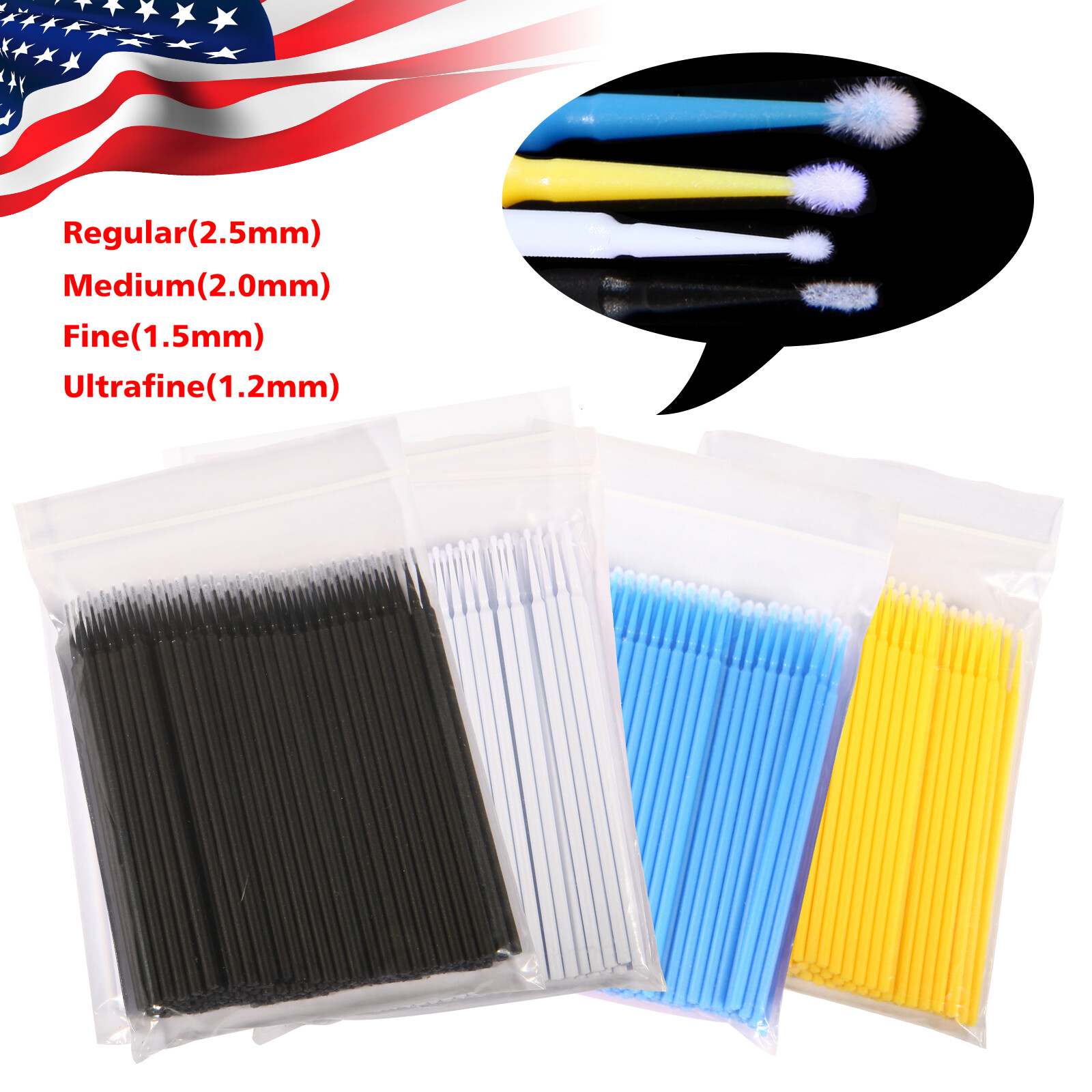 100 pcs/pack micro applicator micro brush Regular fine ultrafine dental beauty