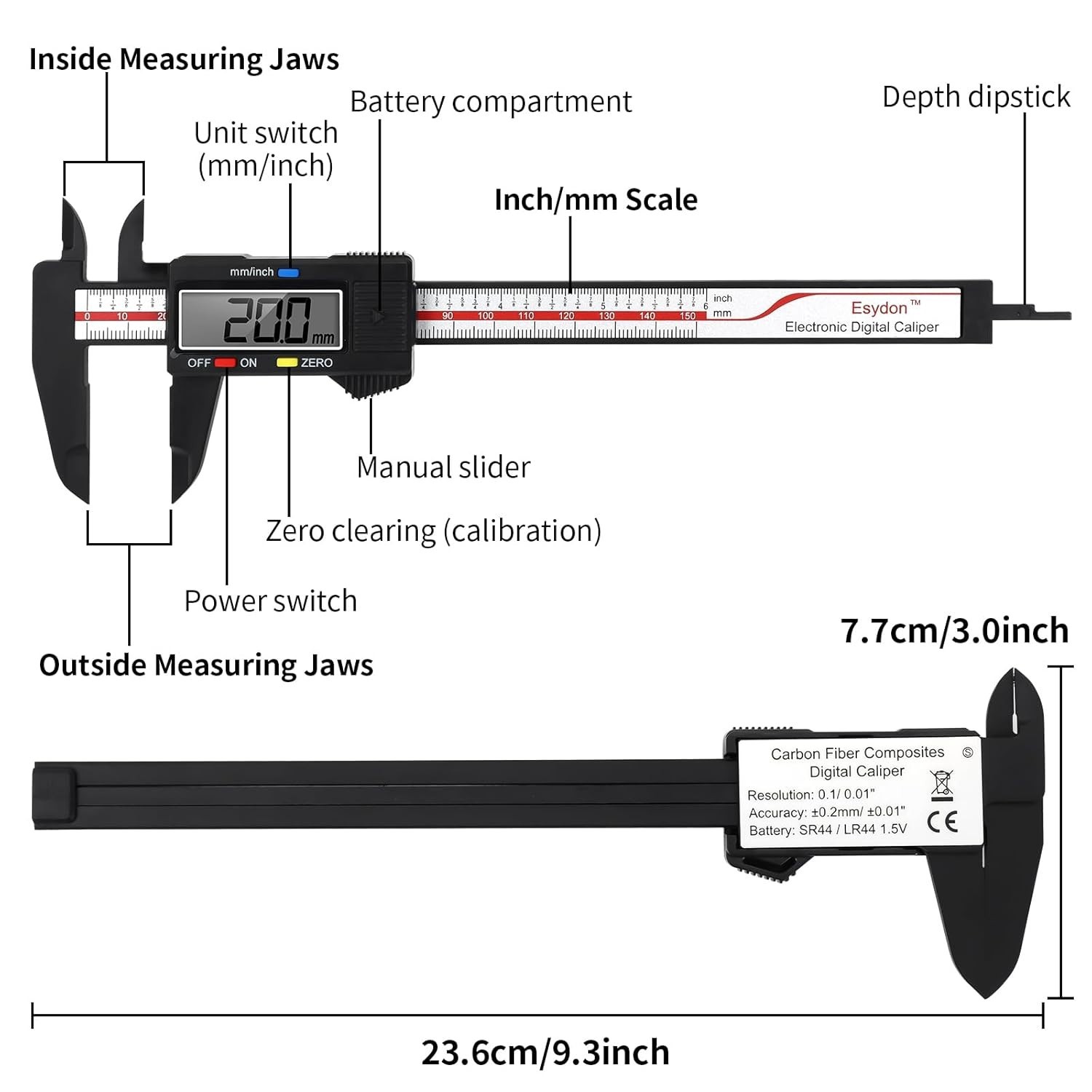 Upgraded 6 Inch Digital Caliper – Fast Measurement Modes & Tough Case Included