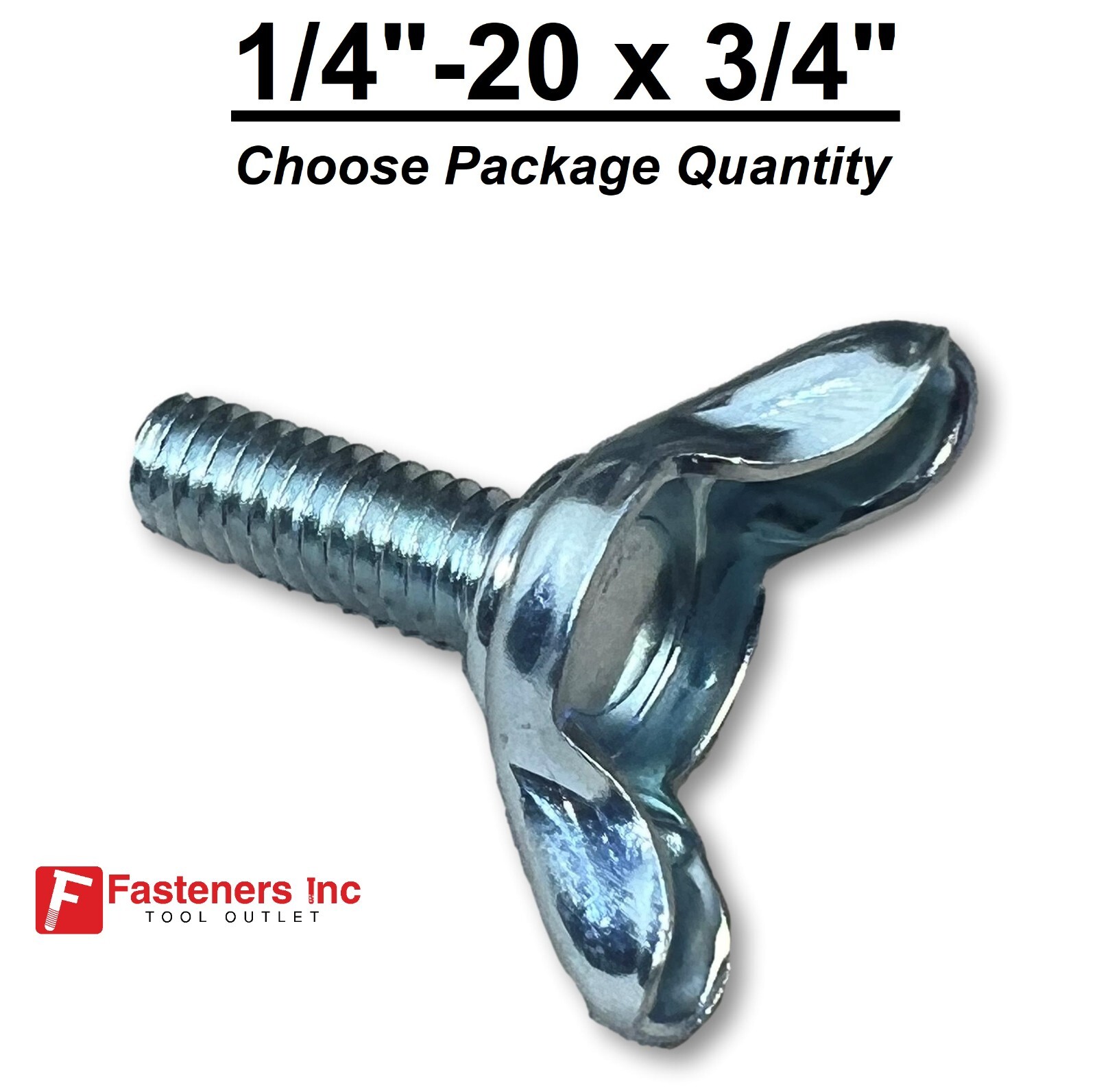 1/4-20 x 3/4″ (FT) Stamped Wing Bolt Zinc Plated Coarse Thread (Choose Pkg Qty)
