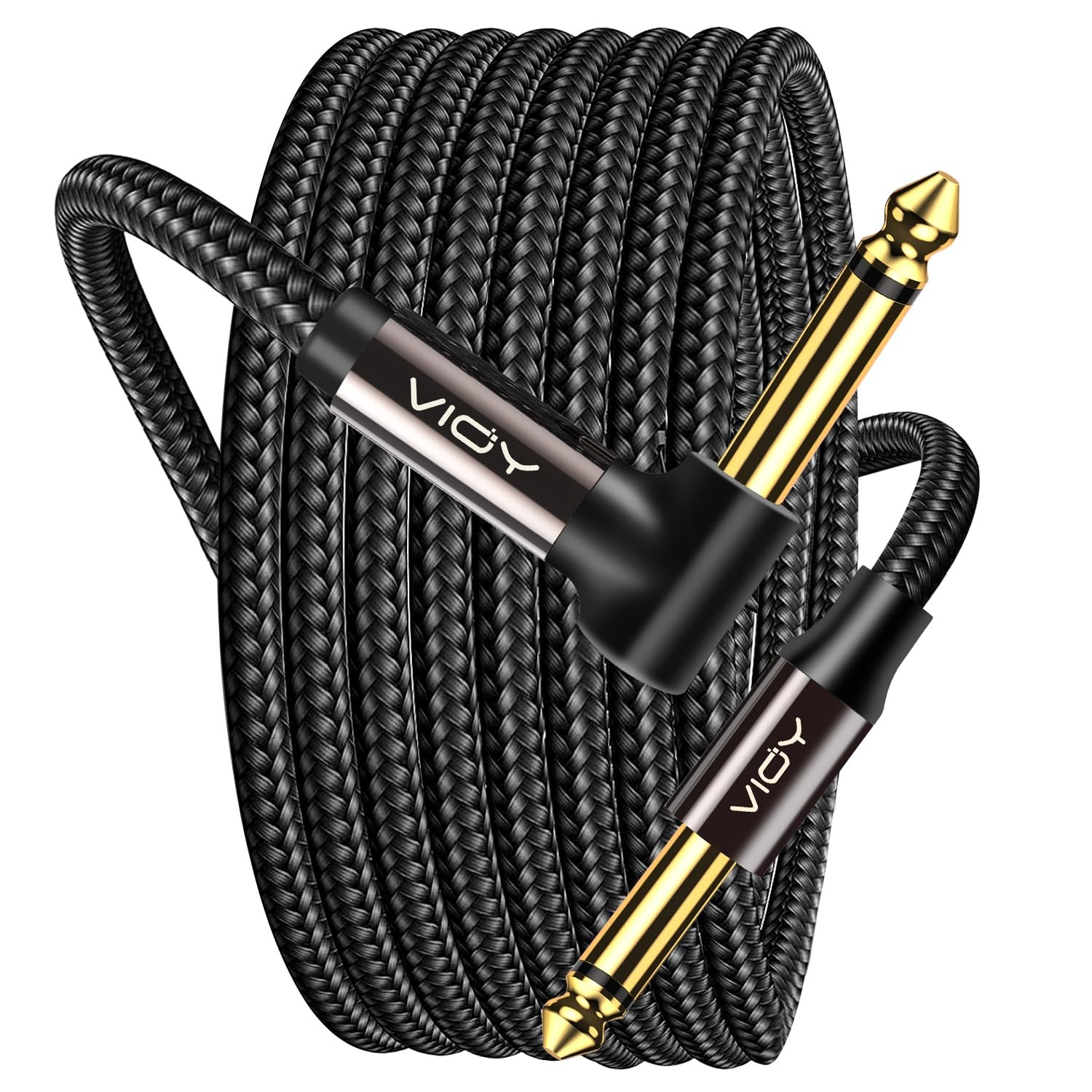 Guitar Cable 15 ft/5 M, Instrument Right Angle Cables, 6.35 mm (1/4) TS 15FT