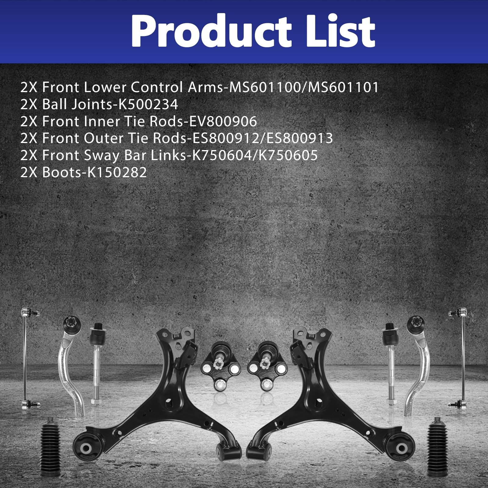 Frt Lwr Control Arm Ball Joint Sway Bar Link Tie Rod Boots-13-15 Honda Civic10pc