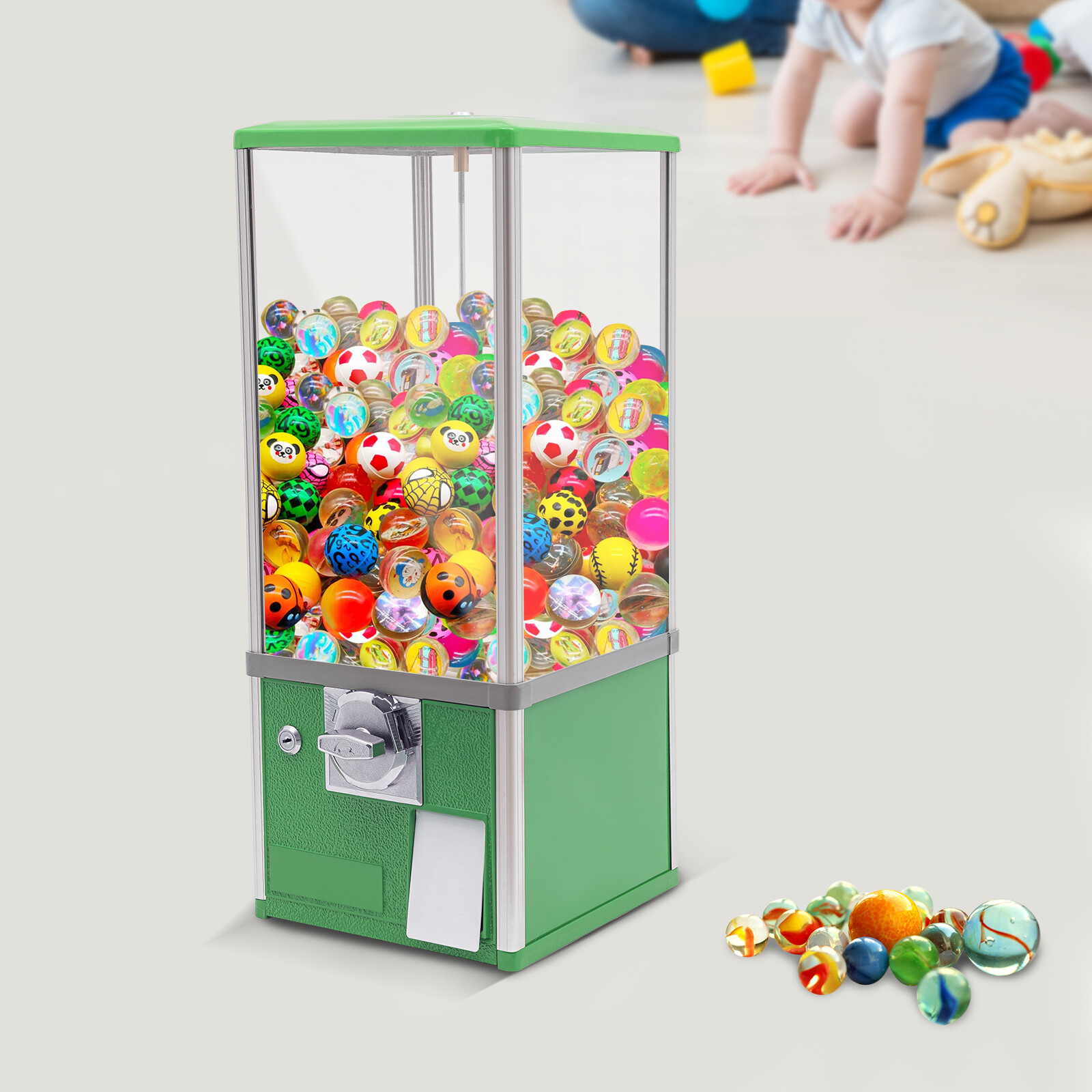 26*26*64cm Gumball Machine with Keys – Modern Bubble Gum Candy Dispenser